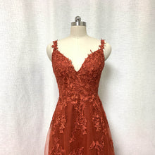 Load image into Gallery viewer, Burnt Orange Lace Tulle Prom Dress 2023 Fairy