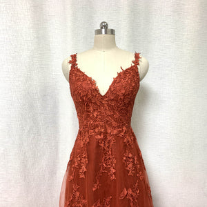 Burnt Orange Lace Tulle Prom Dress 2023 Fairy