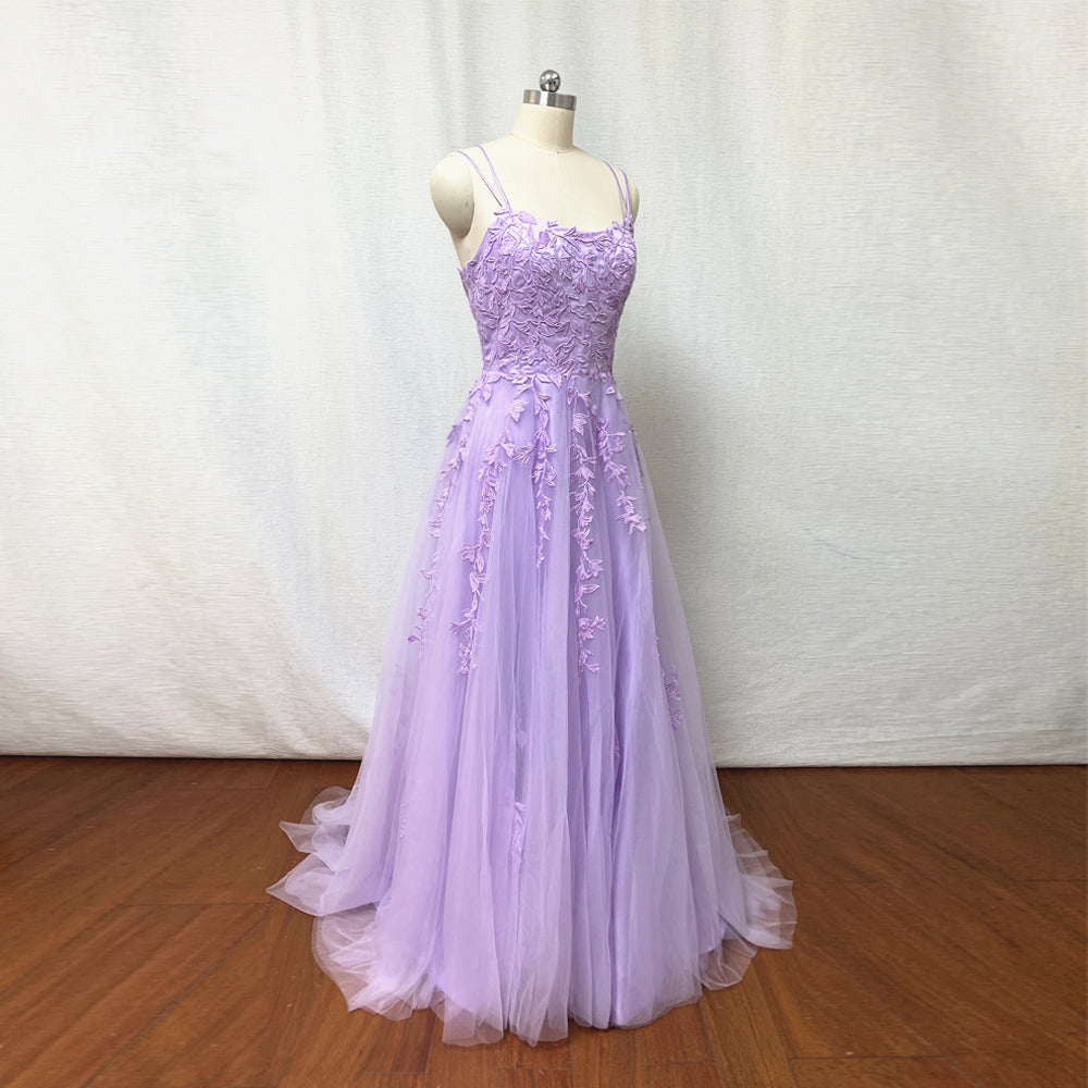 Lilac Purple Lace Tulle Prom Dress 2023 Fairy with Corset Back – DressCulture