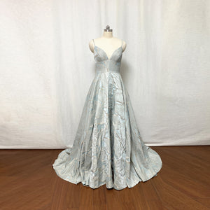 Prom Dress 2023 Corset Back Spaghetti Straps Taffeta Glitter Sequin Floral Evening Dress