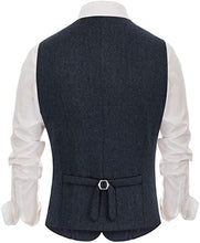 Load image into Gallery viewer, Mens Waistcoat V Neck Wool Tweed Irregular Buttons Herringbone Silm Fit