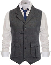 Load image into Gallery viewer, mens suit vest Lapel Irregular buttons Herringbone striped lattice wool tweed For mens vest