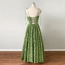 Load image into Gallery viewer, Prom Dress Corset 2023 Moss Green Floral Spaghetti Straps Evening Dress