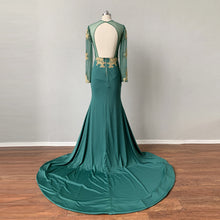 Load image into Gallery viewer, Prom Dress Long Sleeves 2023 Green Evening Dress with Slit