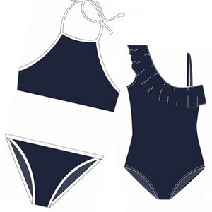 Mother Daughter Swimwear Sling Bikini Parent-Child Swimwear Solid Color Striped Swimwear