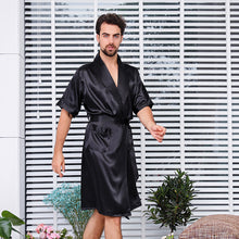 Load image into Gallery viewer, Men&#39;s Robe Set Summer Silk Thin Short Sleeve Bathrobe