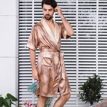 Load image into Gallery viewer, Men&#39;s Robe Set Summer Silk Thin Short Sleeve Bathrobe