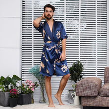 Load image into Gallery viewer, Short Sleeve One Piece Men&#39;s Nightgown Dragon Pattern Thin Bathrobe