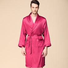 Load image into Gallery viewer, Men&#39;s One Piece Kimono Robe Thin Silk Satin Long Sleeve Pajamas with Two Pockets