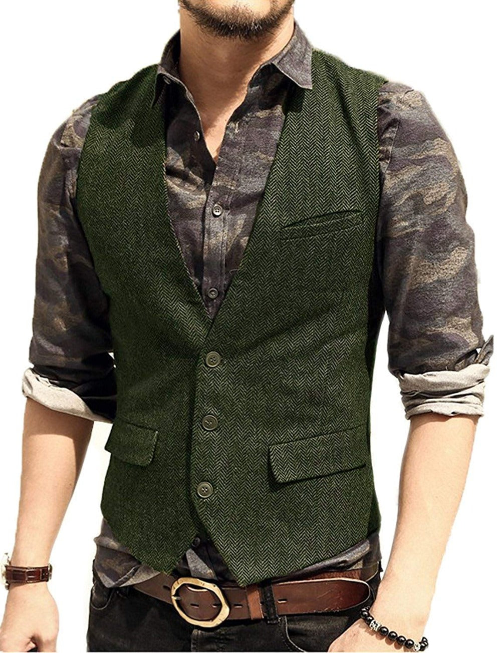 Made to Order Army Green Mens Vest Casual Business Waistcoat V-neck – DressCulture Made to Order Army Green Mens Vest Casual Business Waistcoat V-neck – DressCulture