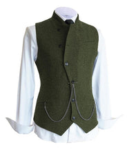 Load image into Gallery viewer, Men&#39;s Wedding Groomsmen Suit Vest Wool Tweed Blend Herringbone Tuxedo Chain Slim Fit Vest