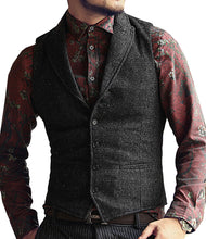 Load image into Gallery viewer, Made to Order Black Mens Vest Casual Business Waistcoat Lapel Collar