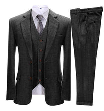 Load image into Gallery viewer, Men&#39;s Suits for Wedding Groom Groomsmen 3 Pcs Tuxedos Herringbone Blazer Vest Pants 2022