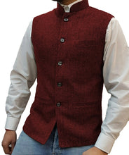 Load image into Gallery viewer, Brown Wedding Vest for Groomsmen Stand Collar 5 Buttons 3 Pockets Casual Waistcoat