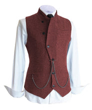 Load image into Gallery viewer, Men&#39;s Wedding Groomsmen Suit Vest Wool Tweed Blend Herringbone Tuxedo Chain Slim Fit Vest