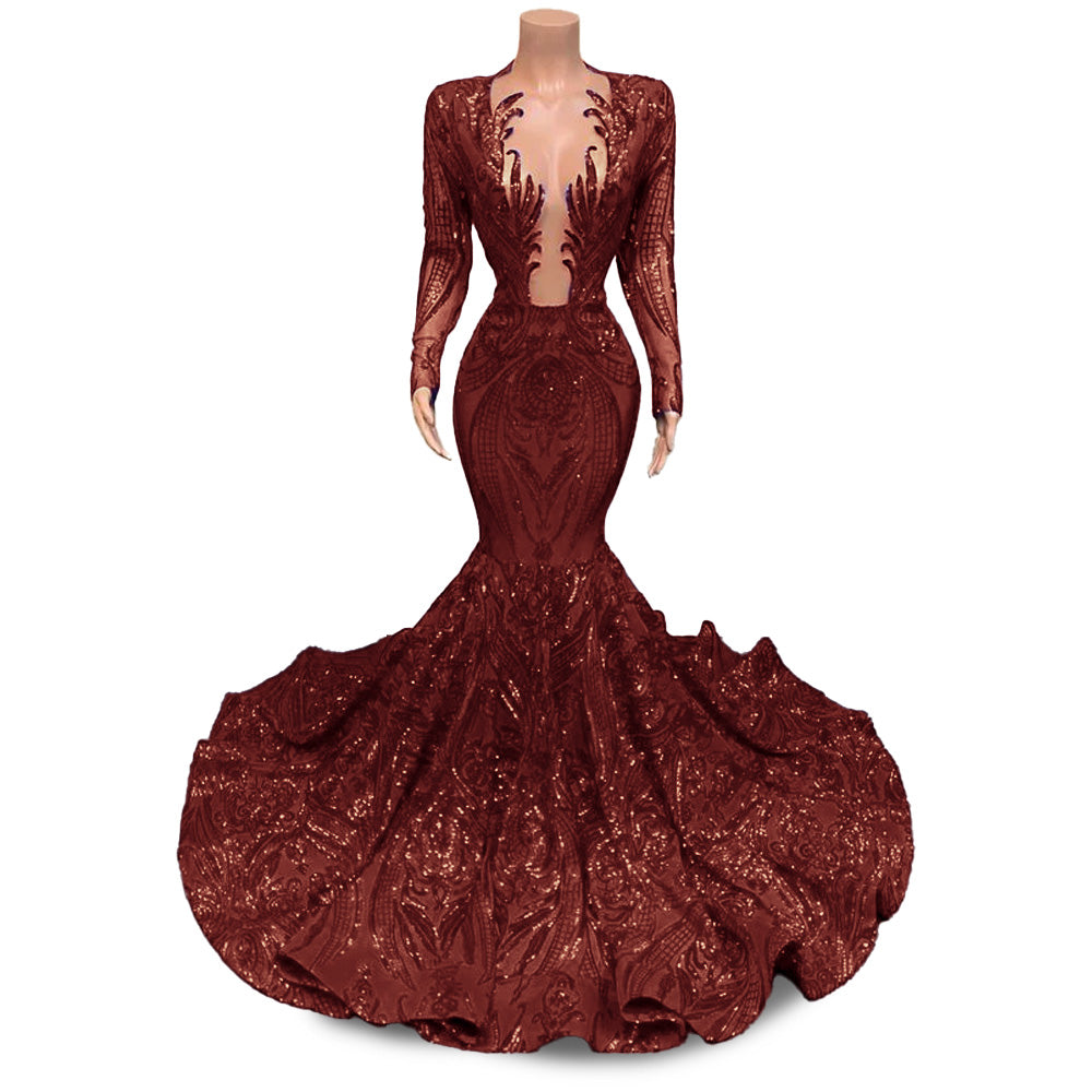 Mermaid Black Girl Prom Dress 2023 with Long Sleeves Evening Dress DressCulture Mermaid Black Girl Prom Dress 2023 with Long Sleeves Evening Dress DressCulture