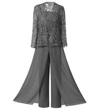 Load image into Gallery viewer, Mother of the Bride Dress Plus Size - 3 Pieces Sage Green Lace Chiffon Pants Suit Ankle-length