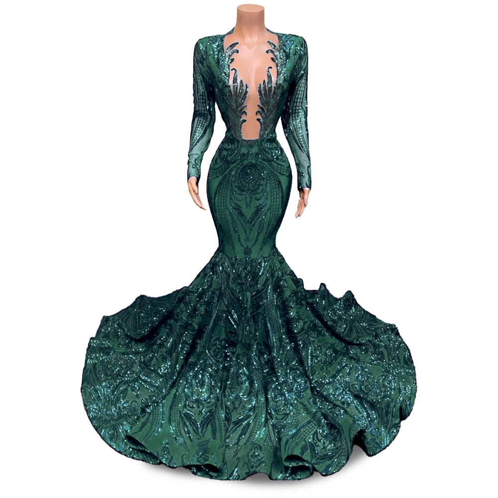 Mermaid Black Girl Prom Dress 2023 with Long Sleeves Evening Dress DressCulture Mermaid Black Girl Prom Dress 2023 with Long Sleeves Evening Dress DressCulture