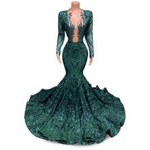 Load image into Gallery viewer, Mermaid Black Girl Prom Dress 2023 with Long Sleeves Evening Dress