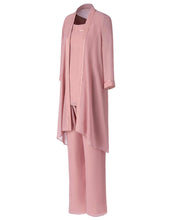 Load image into Gallery viewer, Mother of the Bride Dress Half Sleeves - 3 Pieces Chiffon Pants Suit With Jacket Plus Size