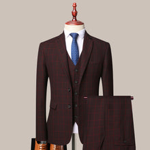 Load image into Gallery viewer, Men&#39;s 3-PICS Plaid Formal Suit Business Suit Boutique Slim For Wedding Suits