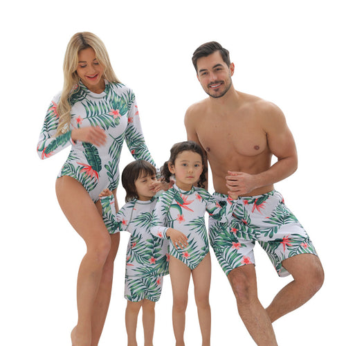 Family Swimwear Nylon Print Boys and Girls Parent-Child Swimwear