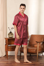 Load image into Gallery viewer, Short Sleeve Men&#39;s Pajama Set Printed Silk Satin Casual Loungewear Two Piece