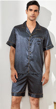 Load image into Gallery viewer, Striped Silk Satin Men&#39;s Pajamas Summer Short Sleeve Shorts Homewear Set