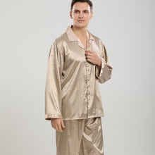 Load image into Gallery viewer, Long Sleeve Men&#39;s Pajamas Silk Satin Lapel Loungewear Set