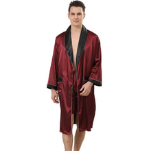 Load image into Gallery viewer, Men&#39;s Pajama Set Silk Satin Long Sleeve Belt Shorts Bathrobe Set