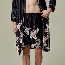 Load image into Gallery viewer, Men&#39;s Silk Satin Shorts Crane Print Summer Comfort Pajama Pants