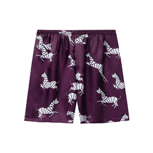 Zebra Multicolor Silk Satin Pajama Pants Men's Shorts Home Pants