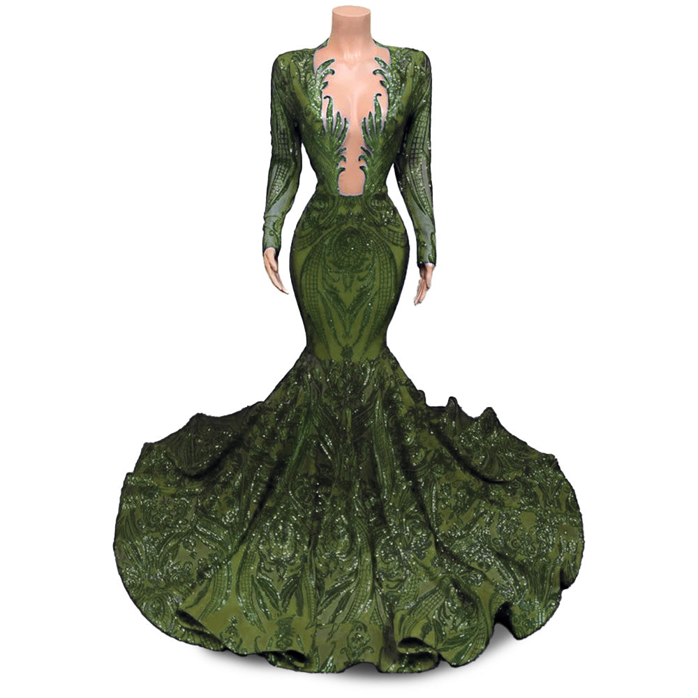 Mermaid Black Girl Prom Dress 2023 with Long Sleeves Evening Dress DressCulture Mermaid Black Girl Prom Dress 2023 with Long Sleeves Evening Dress DressCulture
