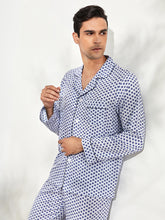 Load image into Gallery viewer, Men&#39;s Lapel Silk Satin Long Sleeve Pajama Set Casual Homewear