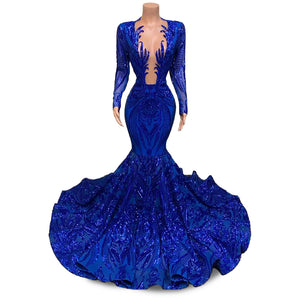 Mermaid Black Girl Prom Dress 2023 with Long Sleeves Evening Dress