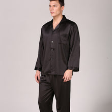 Load image into Gallery viewer, Solid Color Plus Size Men&#39;s Pajamas Long Sleeve Silk Satin Loungewear Set