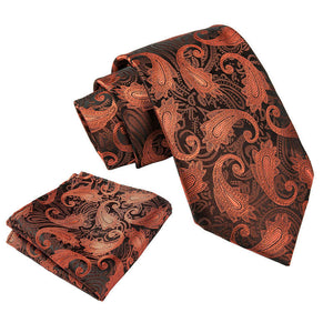 Neck Tie and Pocket Square for Men Paisley Wedding Neckties Square Set Ready-to-ship