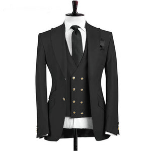 Men 3-Piece Suit Lapel Double Breasted  For  Wedding No Tie(Blazer+Vest+Pants)