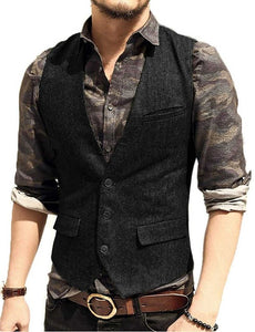 Made to Order Army Green Mens Vest Casual Business Waistcoat V-neck