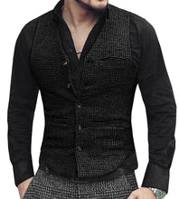 Load image into Gallery viewer, Men&#39;s Vest V Neck Tweed Small Grid Waistcoat Casual Slim Fit