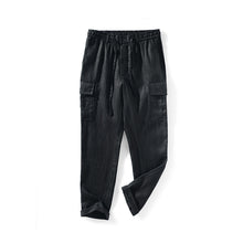 Load image into Gallery viewer, Men Linen Pants Mid Waist Loose Drawstring Zipper Casual Relaxed With Pockets