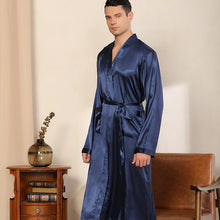 Load image into Gallery viewer, Men&#39;s Pajamas Light Kimono Cardigan Loose Long Sleeve Satin Gloss Spa Bathrobe