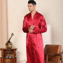 Load image into Gallery viewer, Men&#39;s Pajamas Light Kimono Cardigan Loose Long Sleeve Satin Gloss Spa Bathrobe