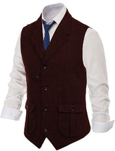Load image into Gallery viewer, Men&#39;s Slim Fit Herringbone Tweed Suits Vest Premium Wool Blend Waistcoat（Irregular Buttons）
