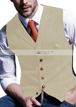 Load image into Gallery viewer, Wedding Vest Green Brown Grey Plaid Navy Satin Groomsmen Vest