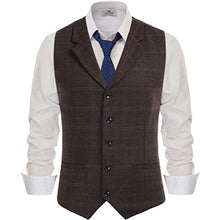 Load image into Gallery viewer, Mens Vest Lapel Striped/Lattice Wool Tweed Herringbone Silm Fit For Daily Formal