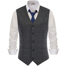 Load image into Gallery viewer, Mens Vest V Neck Herringbone Wool Tweed Striped/Lattice Silm Fit For Formal