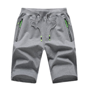 Light Grey Casual Drawstring Five-point Cotton Blended Shorts For Male