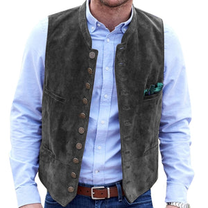 Men's Suit Vest Coffee Suede Slim Fit Waistcoat Casual Formal Men Clothing