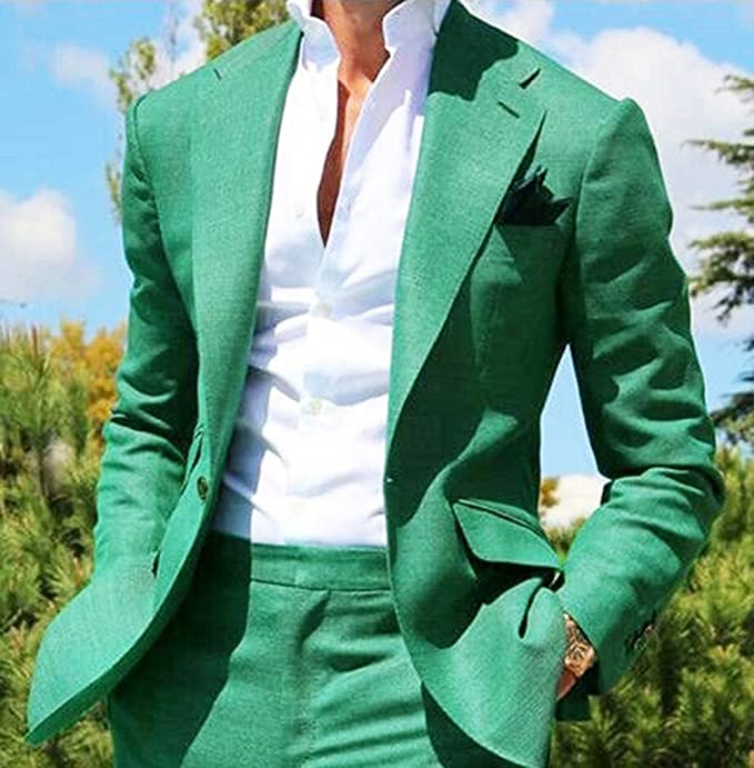 Men 2 Piece Breasted Suit Green Suit Perfect For Wedding, Dinner Suits,  Wedding Groom suits, Bespoke For Men